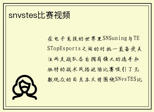 snvstes比赛视频